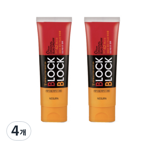 오뜨리 블록 앤 블록 오리지널 선크림 SPF42 PA++, 80g, 4개