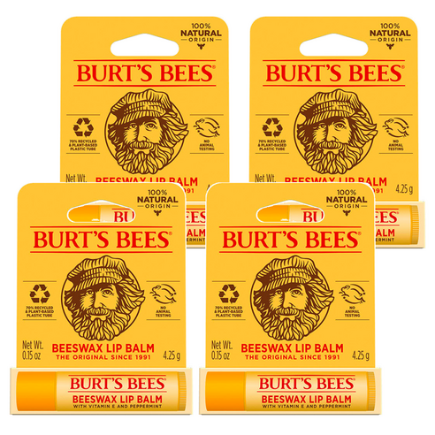 버츠비 모이스춰라이징 립밤, 비즈왁스, 4.25g, 4개