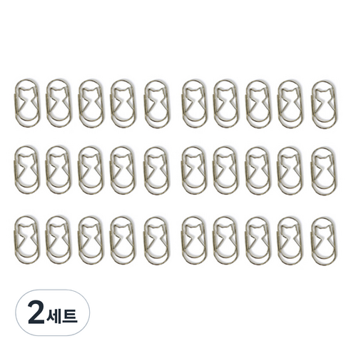 문구담 세련된 컬러 뚱클립 고양이 실버 30p, 2세트