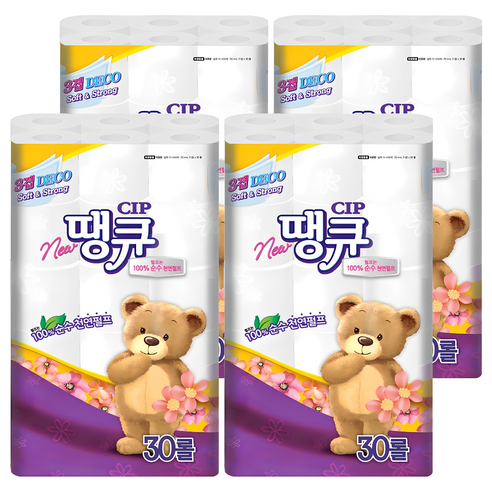 땡큐 3겹 천연펄프 화장지 14m, 30개입, 4개