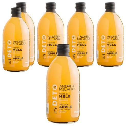 안드레아밀라노 유기농 애플 사이다 비니거, 500ml, 6개