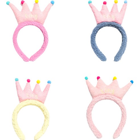 파티쇼 왕관 머리띠 4종 세트, Rose, Blue, Yellow, Pink, 1세트