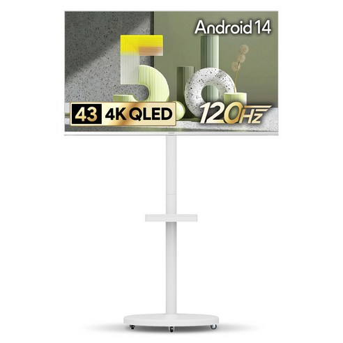 더함 CHIQ 4K UHD QLED DLG 120Hz 돌비 AI 스마트 구글5.0 TV +이동식 스탠드 세트, 109cm(43인치), MS22-241L-W, 스탠드형, 고객직접설치