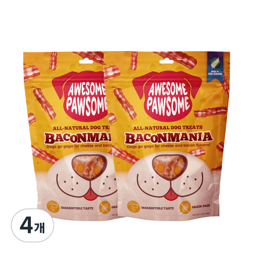 어썸포썸 강아지 베이컨매니아 트릿 간식 85g, 치즈맛, 4개
