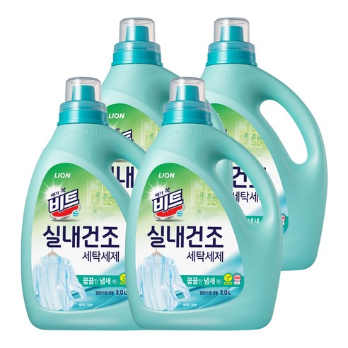 비트 실내건조 블루밍 가든 일반 드럼 겸용 액상세제 본품, 4개, 3L
