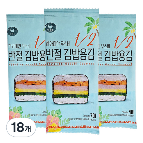 만전김 반절 김밥용 김 리필 7p, 8g, 18개