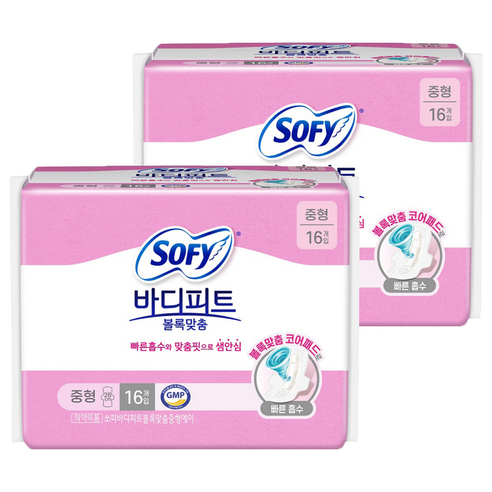 바디피트 볼록맞춤 생리대 날개형 - 일반생리대 | 쿠팡