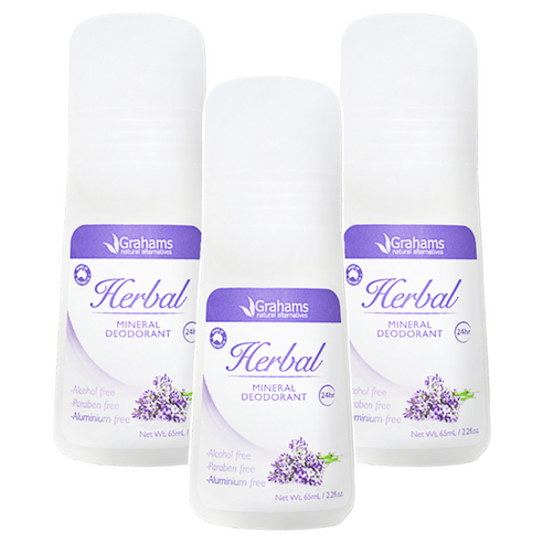 그라함스 그라함스 내추럴 미네랄 데오드란트 허브, 3개, 65ml