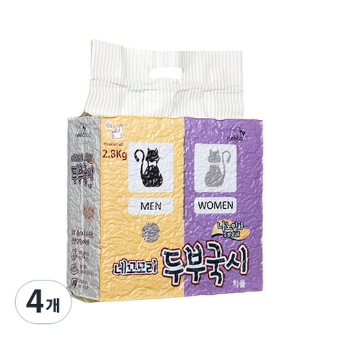 네꼬모리 두부국시 나노입자 고양이모래 차콜, 2.8kg, 4개, 두부향+숯향
