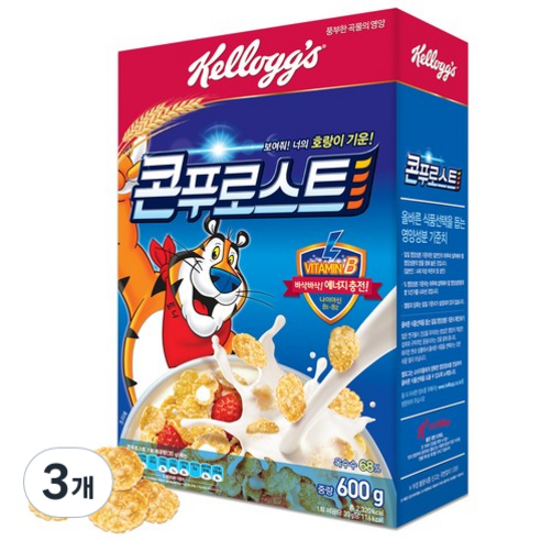 켈로그 콘푸로스트 시리얼, 600g, 3개