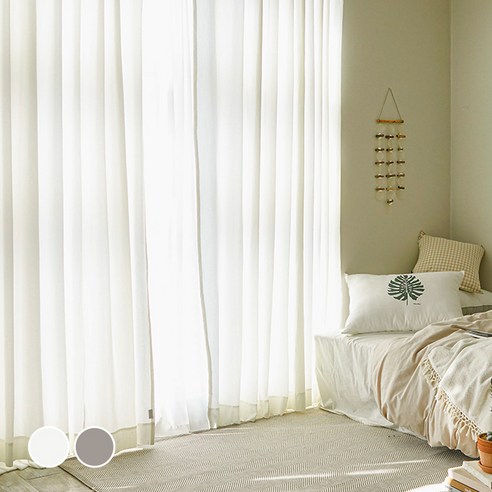 베베데코 베이직 광목 워싱 핀형 면커튼 2p