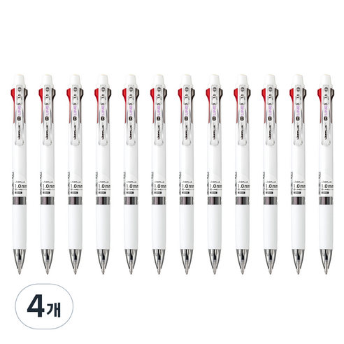 라인플러스 M3 3색볼펜 1.0mm 12p, 화이트, 4개