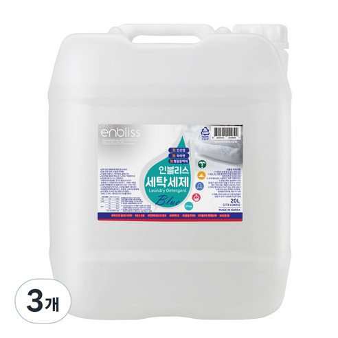 인블리스 블루 세탁세제 꽃향 본품, 20L, 3개