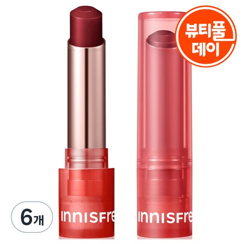이니스프리 듀이 틴트 립밤, 5호 파워 체리, 3.2g, 6개
