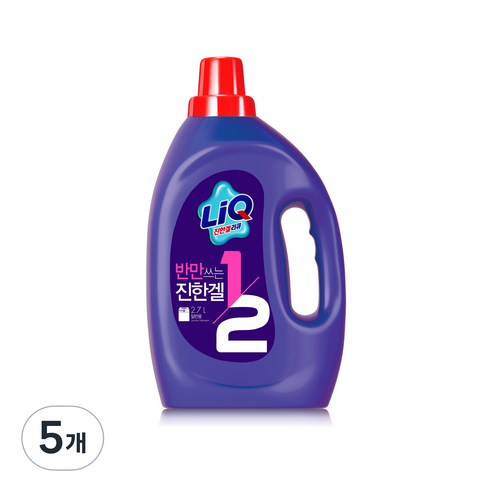 리큐 반만쓰는 진한겔 액상세제 일반용 용기, 2.7L, 5개