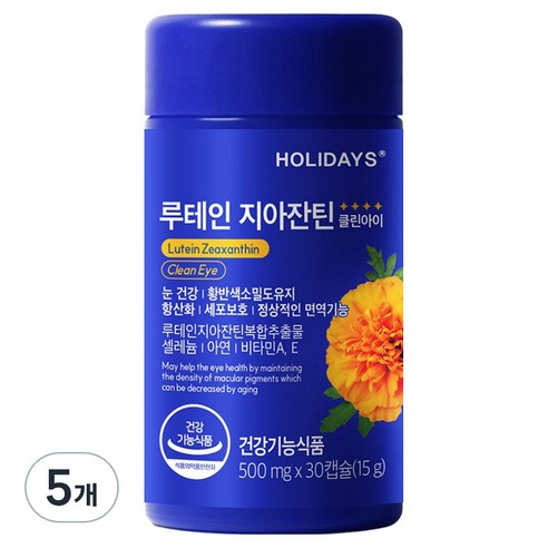 홀리데이즈 루테인 지아잔틴 클린아이 15g, 30정, 5개