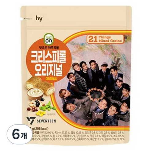 에치와이 잇츠온 하루곡물 크리스피롤 오리지널 과자, 50g, 6개