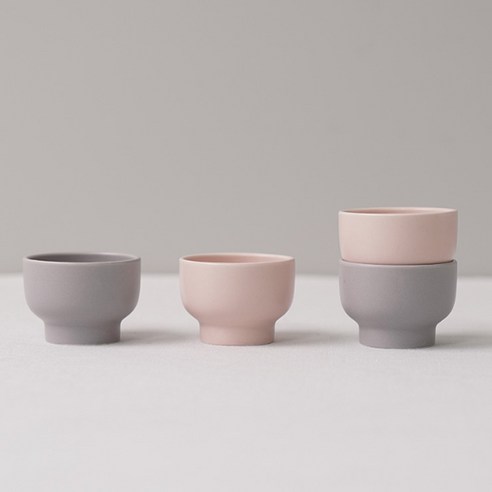 보울보울 국산 볼볼 감성템 홈파티 소주잔 60ml 2종 x 2p 세트, 애쉬그레이, 파우더핑크, 1세트