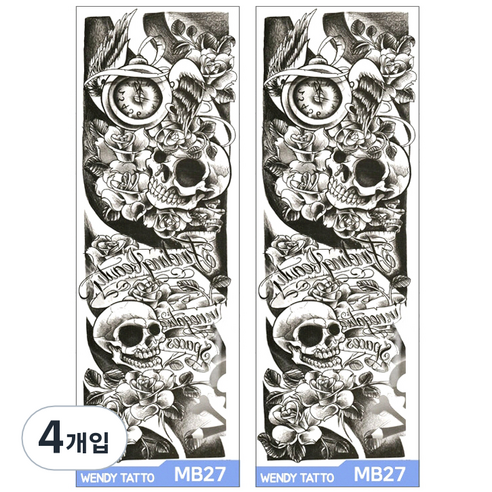파티복닷컴 긴팔 대형 타투스티커, MB-27, 4개입