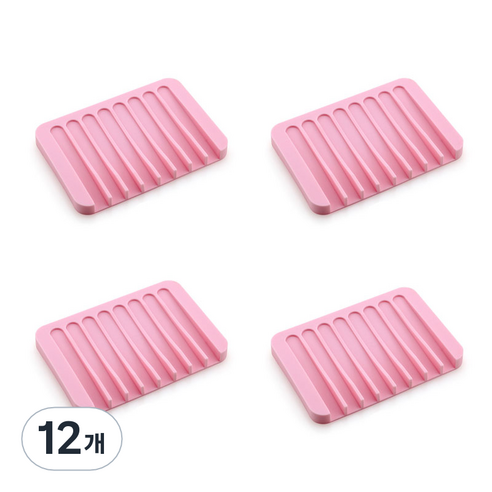 더자카 실리콘 물빠짐 비누받침대, 핑크, 12개
