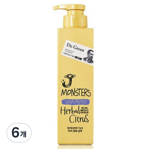 닥터그루트 제이 몬스터즈 탈모기능성 샴푸 허벌 시트러스향, 385ml, 6개