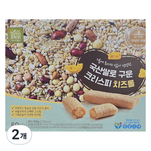 파머스델리 쌀로 구운 크리스피 치즈롤 60p, 510g, 2개