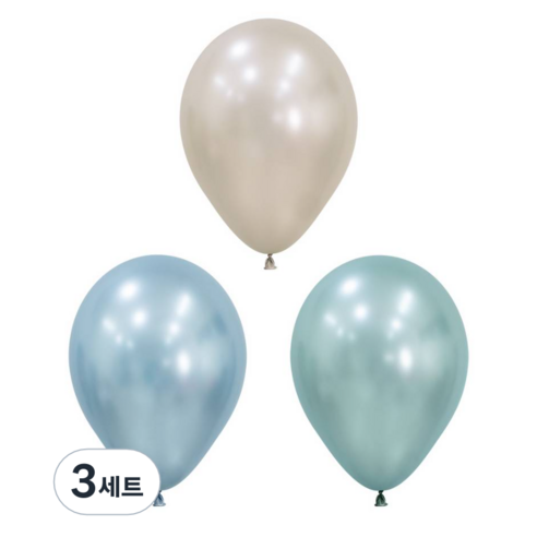 셈퍼텍스 30cm 실크 풍선 3종 x 10p 세트, 크림펄, 아크틱블루, 쿨민트, 3세트