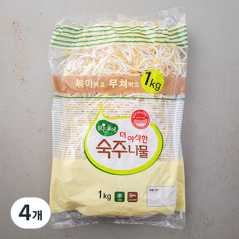 맑은물에 더 아삭한 숙주나물, 1kg, 4개