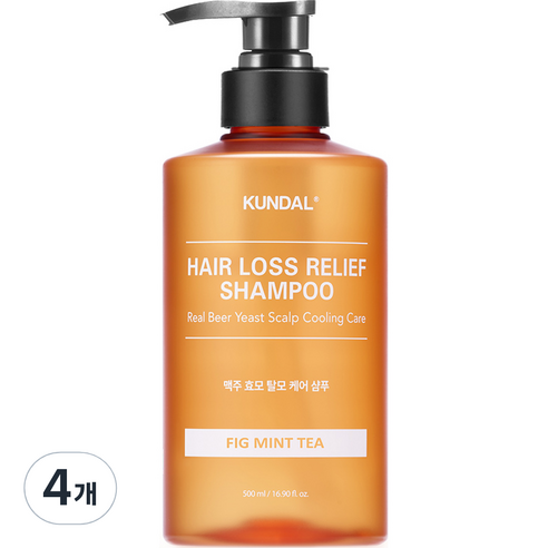 쿤달 맥주효모 탈모샴푸 피그 민트티향, 4개, 500ml