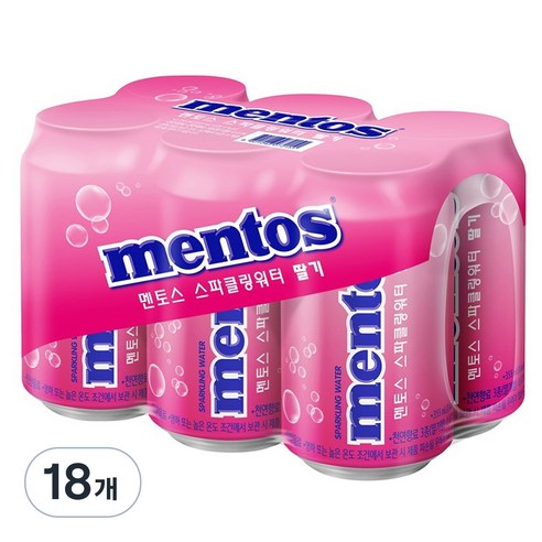 멘토스 스파클링 워터 딸기, 355ml, 18개