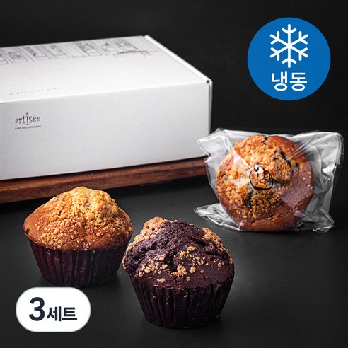 아티제 머핀세트 블루베리 크럼블 머핀 100g x 2개 + 더블 초콜릿 크럼블 머핀 100g x 2개 (냉동), 3세트