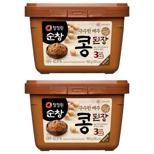 대상 청정원 메주 콩된장 사각, 450g, 2개