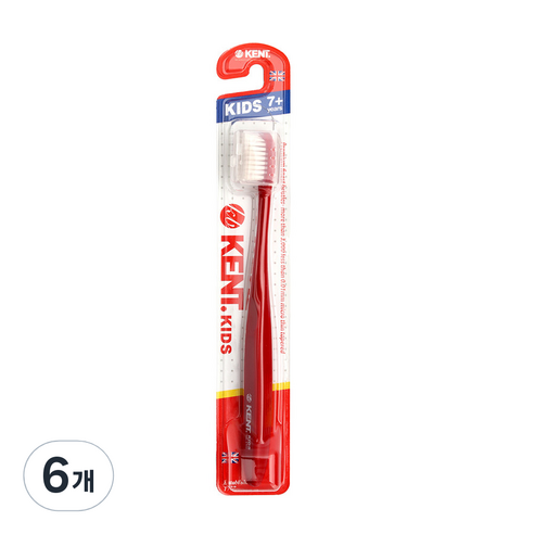 켄트 키즈 초극세모 칫솔, 레드, 1개입, 6개