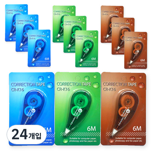 다다 가성비 수정테이프 8m, 랜덤 발송, 24개