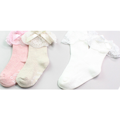 사랑스러운 우리 아이 발에 행복을 더하는 코코모던 레이스 골지 중목 양말