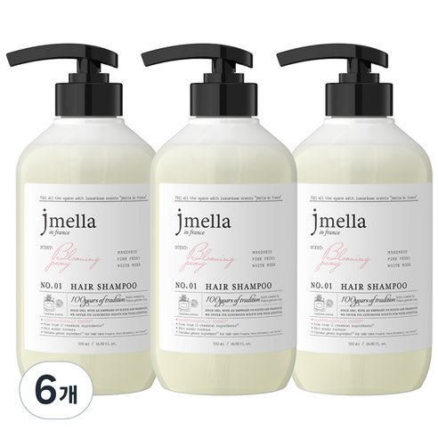 제이멜라 인 프랑스 블루밍 피오니 헤어 샴푸, 6개, 500ml