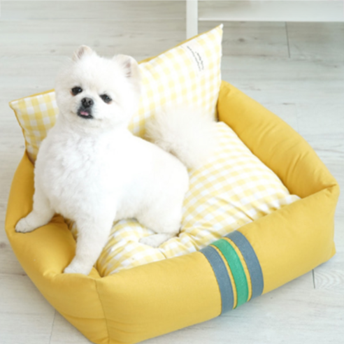 패리스독 위시 린넨베드 강아지방석, 옐로우, 1개