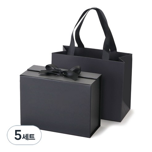 인디케이 기프트박스 쇼핑백 소, 블랙, 5세트
