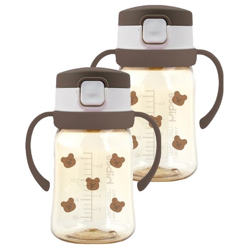 하이비 PPSU 에잇벤트 원터치 빨대컵 170ml, 2개, 볼빵곰 초코브라운
