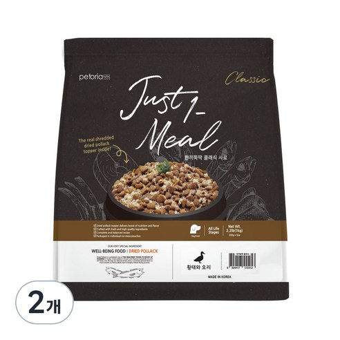 한끼뚝딱 생후 3개월령 이후 황태담은 클래식 강아지 사료, 황태와 오리고기 클래식, 1kg, 2개