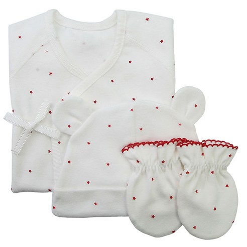 베이비베어 스타 배냇저고리 + 손싸개 + 신생아 모자 3종세트