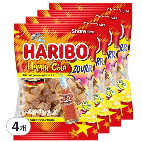 하리보 해피콜라 사우어 젤리, 200g, 4개