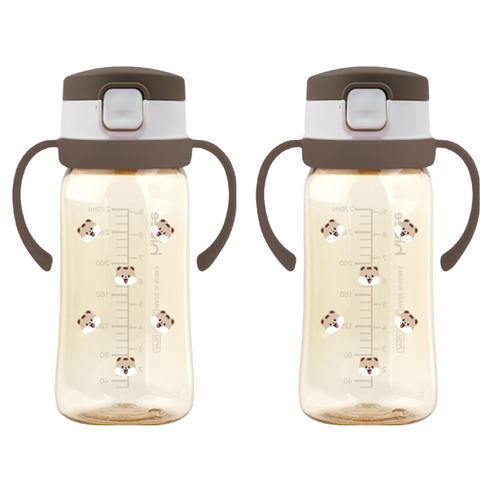 하이비 PPSU 에잇벤트 원터치 빨대컵 270ml, 2개, 다람이 초코브라운