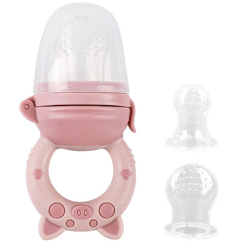베이비팜 아기 과일 과즙망 + 실리콘망 S + M + L 세트, 핑크, 1세트