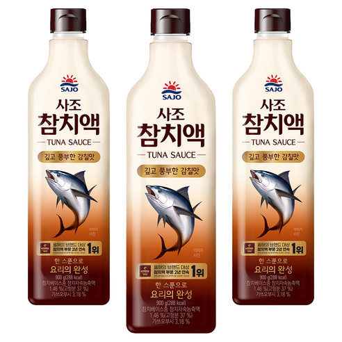 사조 참치액, 900g, 3개