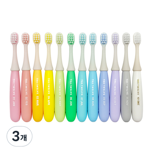 더트웰브 2단계 토들러칫솔 12~36개월, 파스텔, 12개, 3세트
