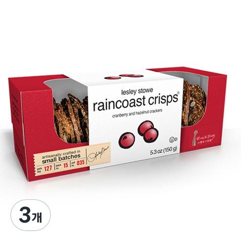 레인코스트 크리스프 크랜베리 앤 헤이즐넛, 150g, 3개