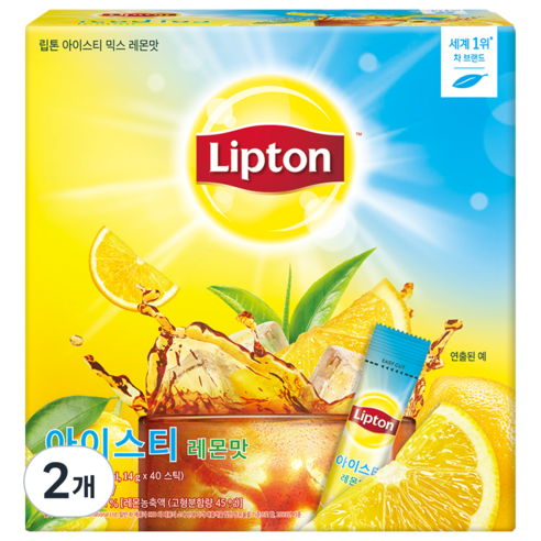 립톤 아이스티 믹스 레몬맛 분말, 40개입, 2개, 14g