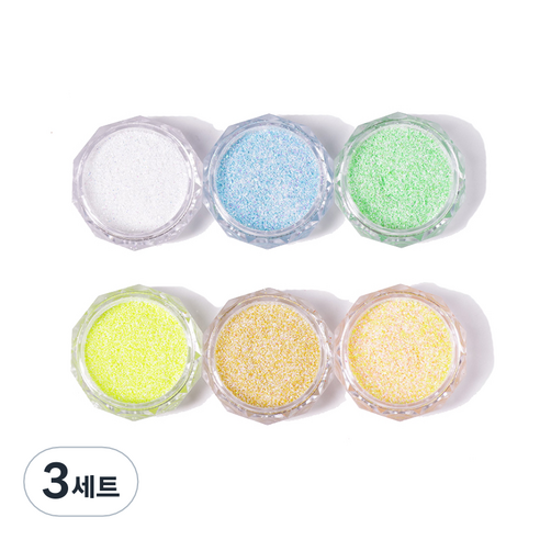 블라썸 파스텔 네일 글리터 파우더 6종 세트, 3세트, 옐로우 + 블루