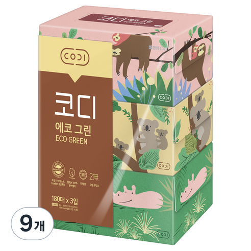 코디 에코그린 각티슈, 180개입, 9개